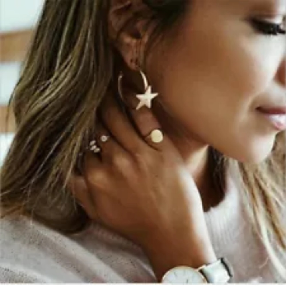 Star Hoop Silver Dangle Earrings Scott Minimalist